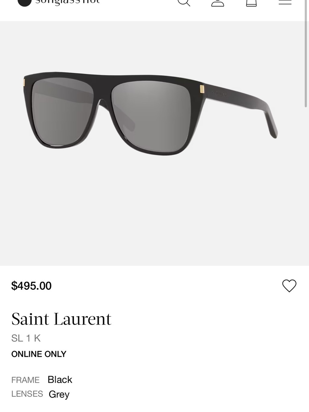 Saint Laurent Black Sunglasses with Grey Lenses